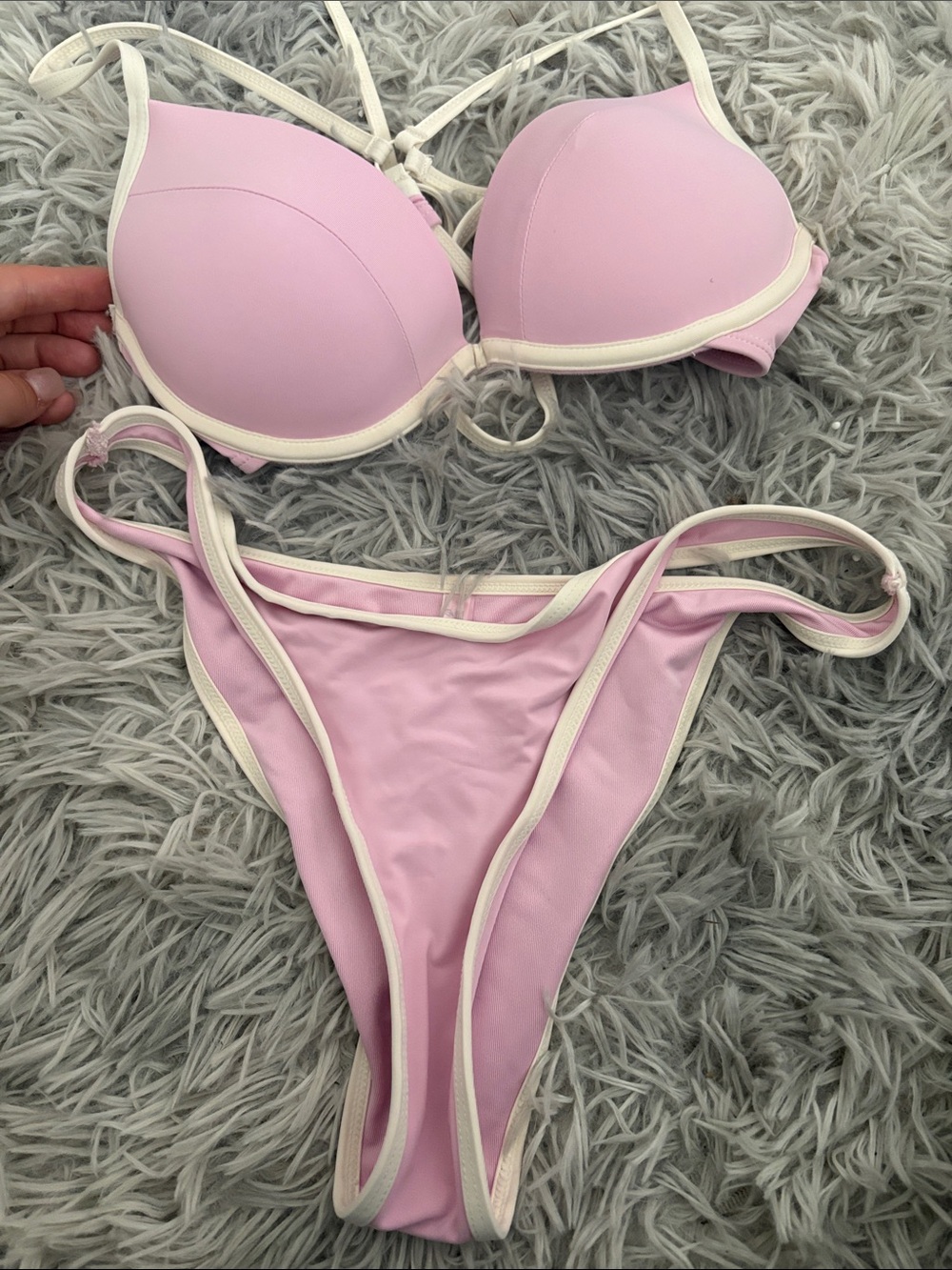 Ardene light pink bikini with cream trim
